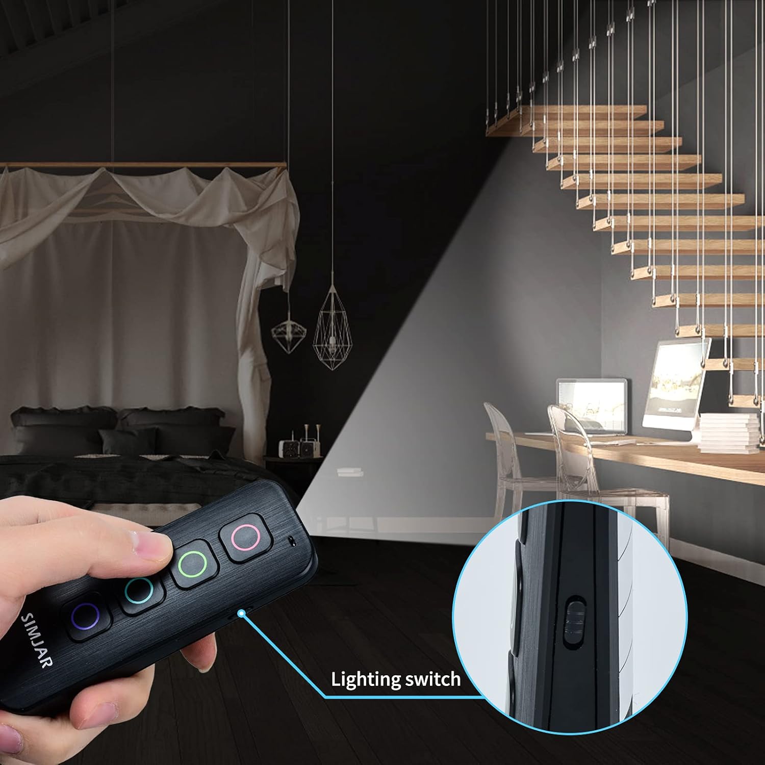 rechargeable key finder with flashlight simjar wireless rf item locator item tracker support remote control 1 rf transmitter and 4 rechargeable rece