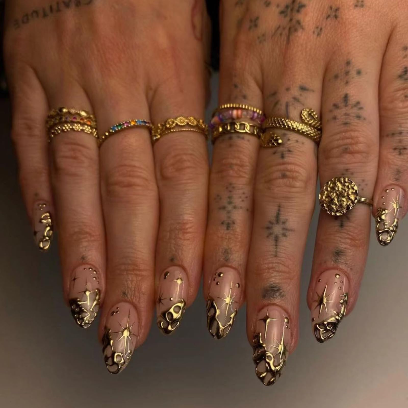 Long Stiletto Press On Nails Nude Glossy Artificial Nail Set_voghion.com