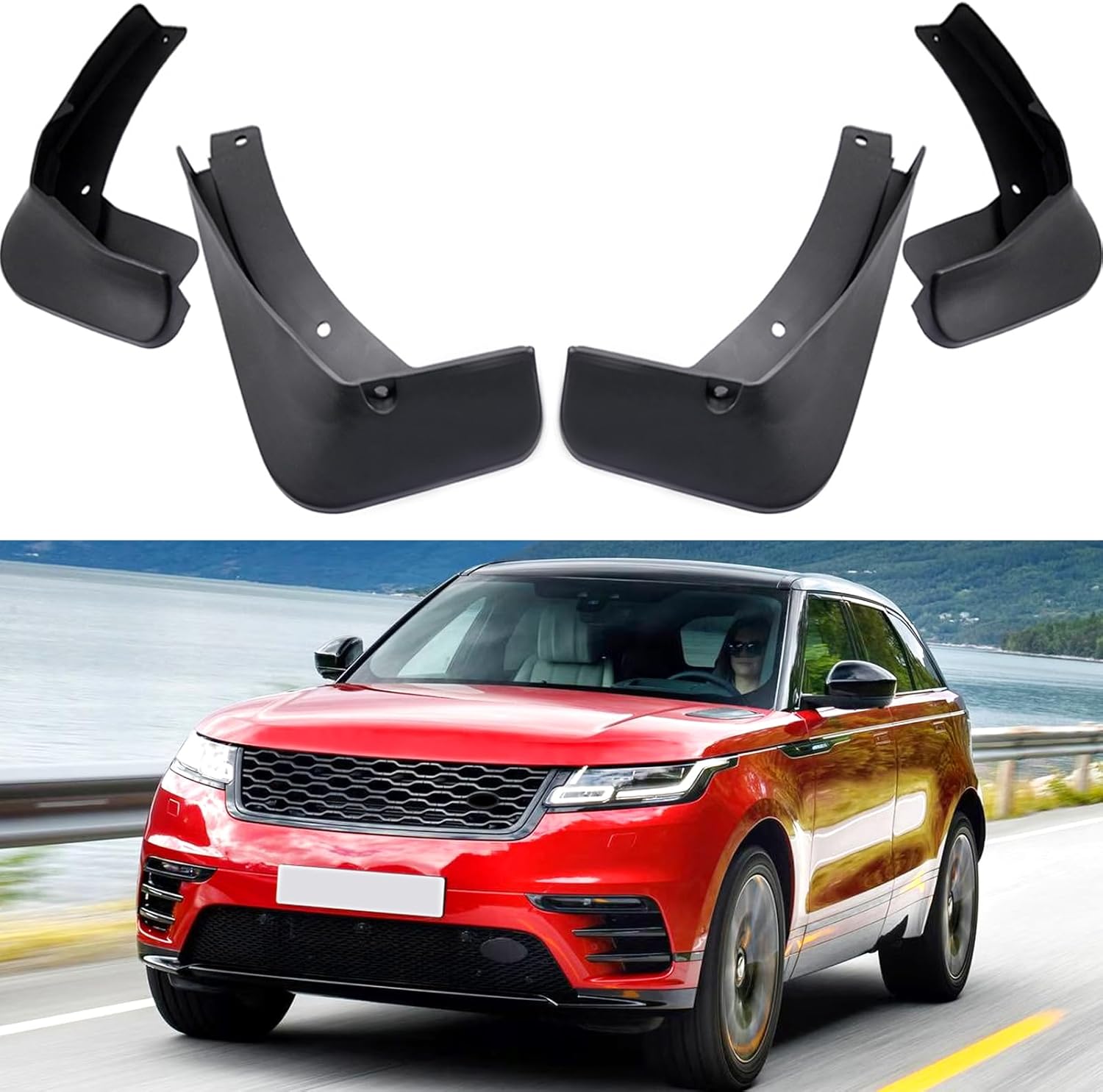 Mudguards Mud Flaps Splash Guards Fenders Compatible with 2018-2024 Land Rover Range Rover Velar, 4pcs Mud Guard Kit, Black