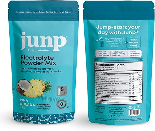 Miniatura 8 de JUNP Paquetes de electrolitos en polvo sin azúcar para agua, paquetes de hidratación instantánea con sal y potasio, cero calorías, sin