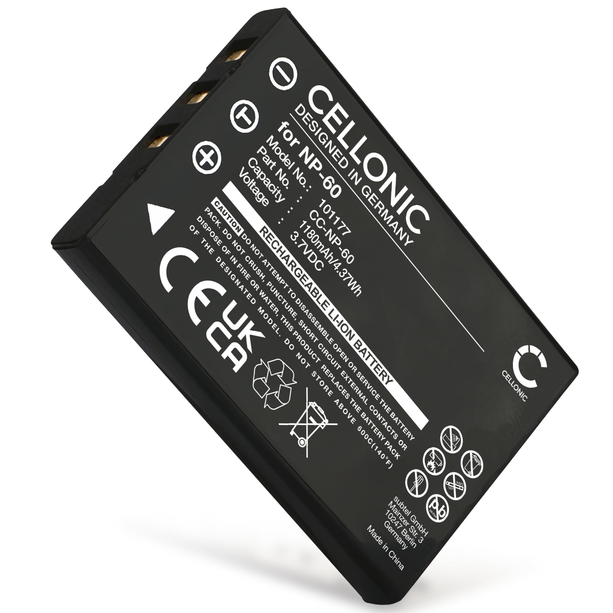 CELLONIC, Battery for Camera, compatible with Samsung SLB-1037, Digimax V800, SLB-1137, V700 (3.7V, 1180mAh)
