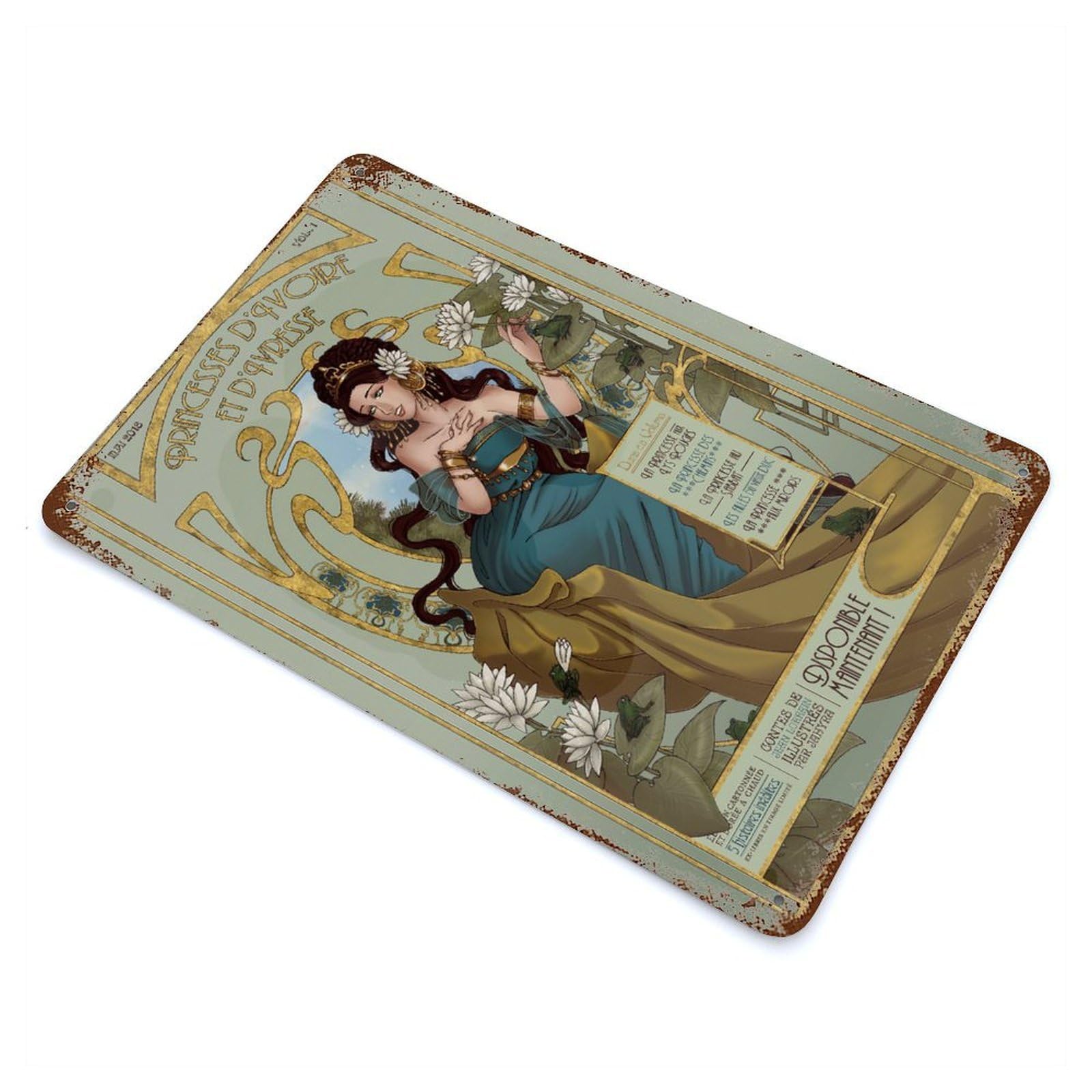 Ivory Princesses 11.8"x7.9" Rust Effect Tin Sign, Rustic Home Decor for Office, Studio And Wall Decor