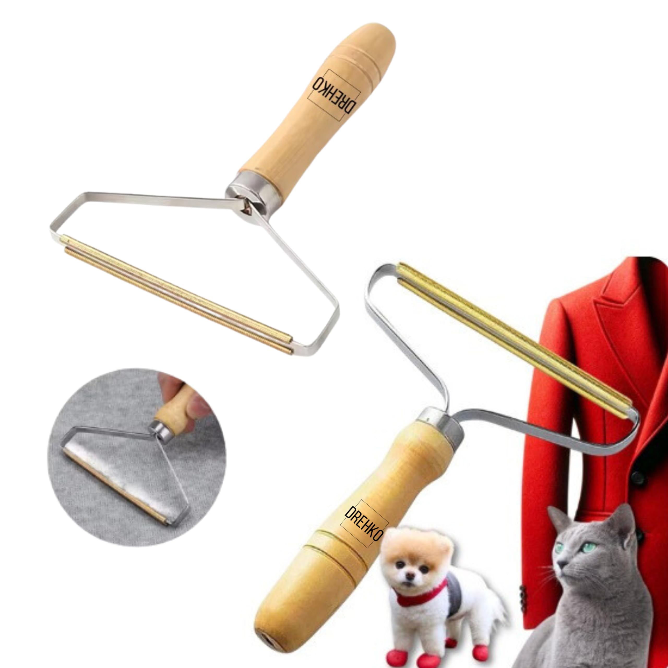 DREHKO Quita Pelos Mascota, Cepillo para el Pelo de Perro, Quita Pelusas Ropa, Quita pelos Gato, Quita Pelos Mascota Triangulo, para Ropa, Alfombras y rascadores, Fácil de Usar.