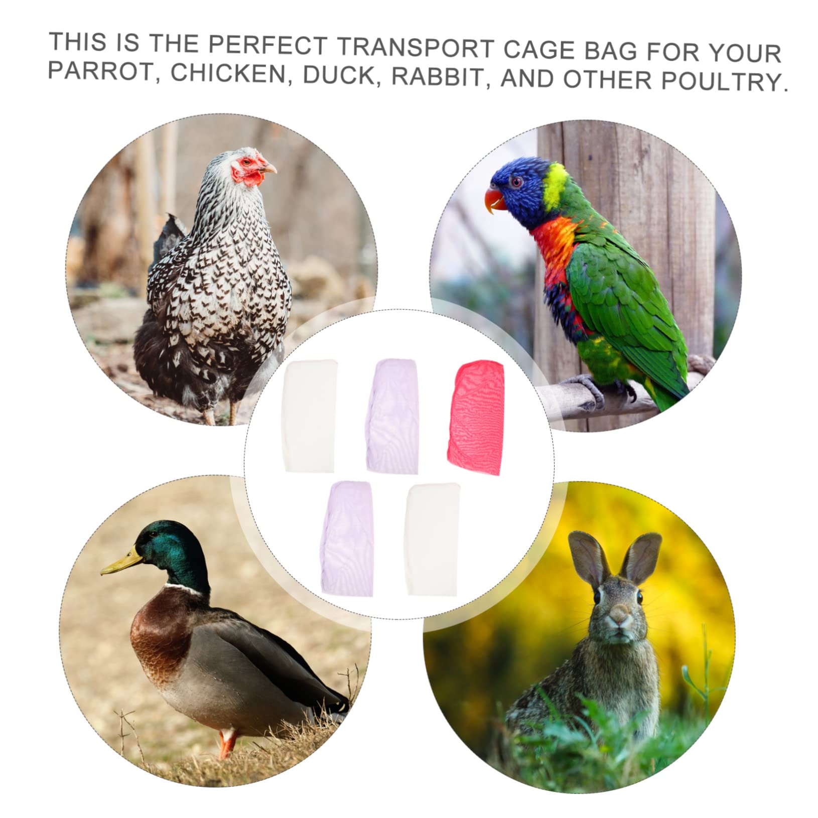 balacoo 3sets Parrot Bird Bag Sturdy Leak Food Net Cage Bag for Travel Breathable and Easy to Use 5pcs*3 Random Color