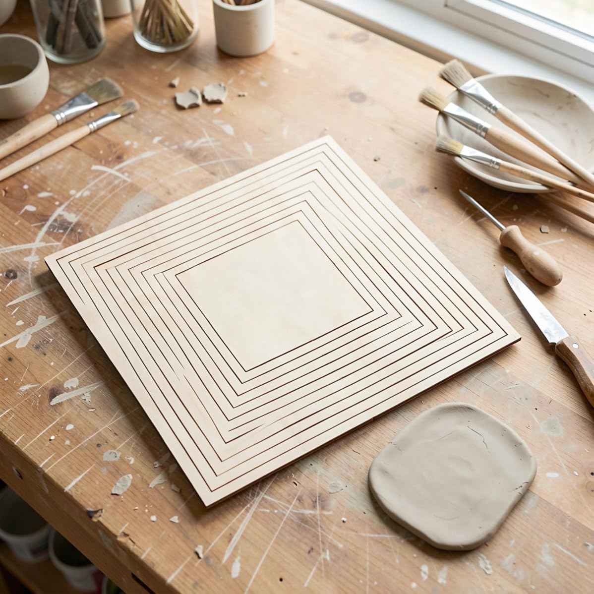 2 Set Square Clay Forming Mold for Pottery Beginners, Wooden