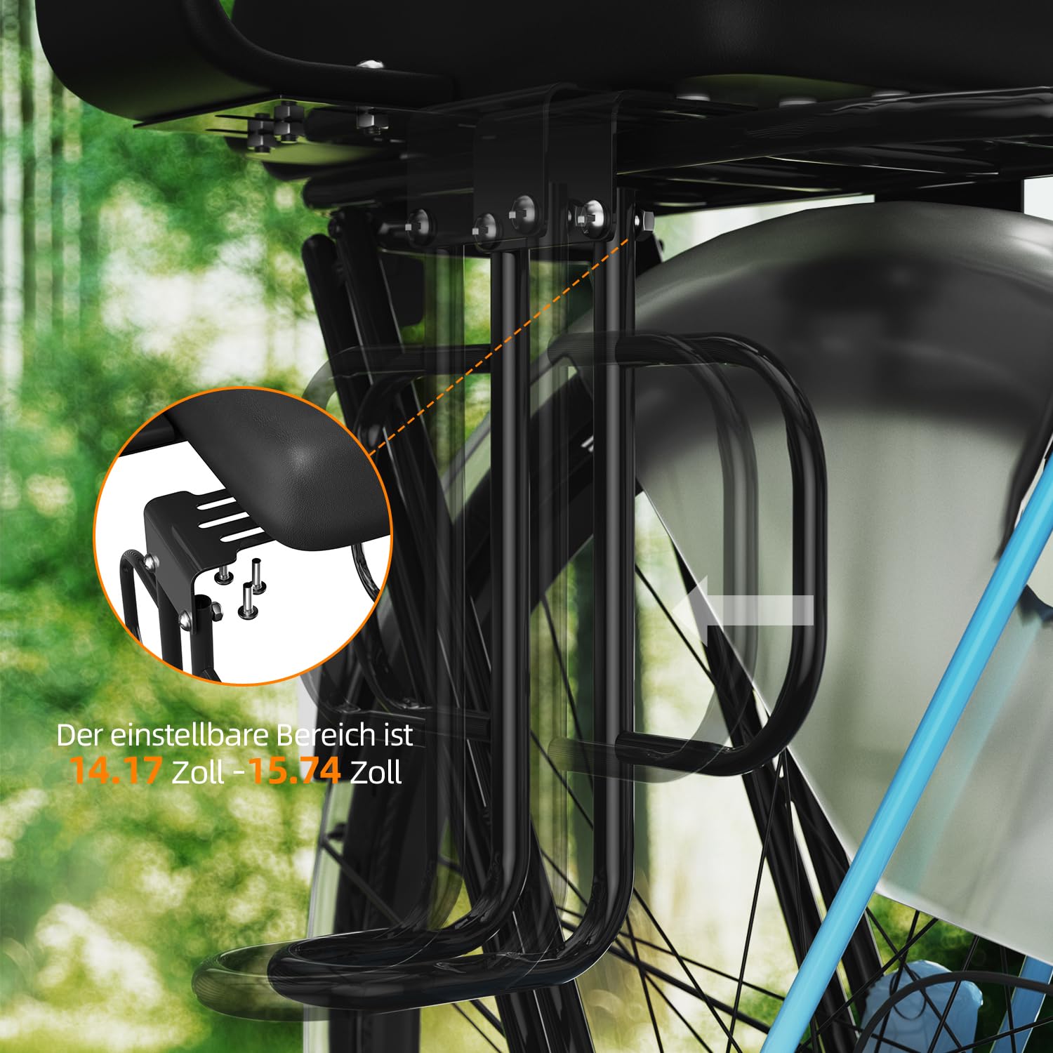XIEEIX Siège de vélo arrière pour enfant, protection à 360°, montage arrière, siège arrière de vélo réglable en largeur, convient à la plupart des cadres arrière de vélo