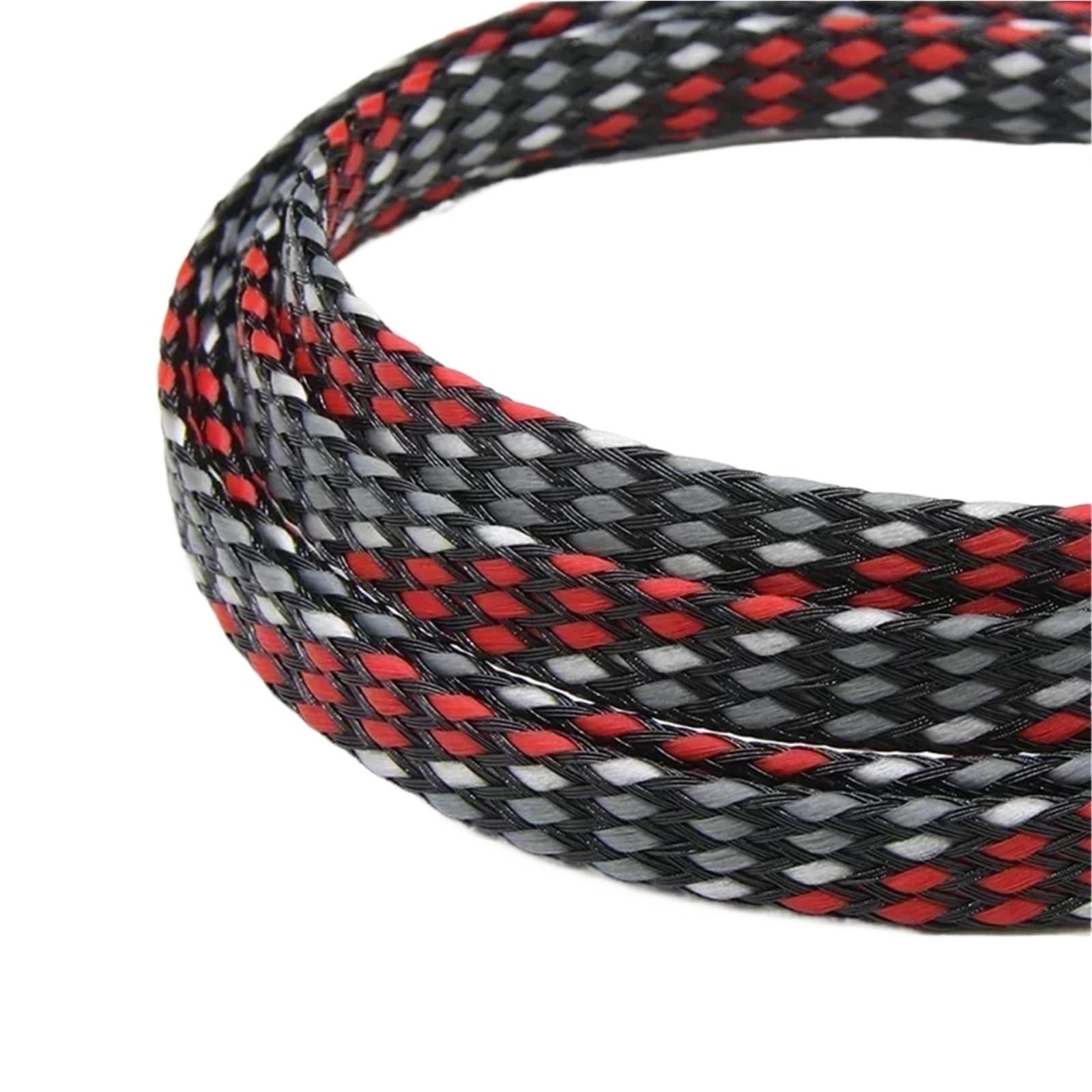 Copri Cavi Guaina for cavo da 1~50 m Treccia espansa 4 8 12 mm Avvolgicavo flessibile Guaina di protezione isolata Guaina for cablaggio(Red Grey White,12mm,20 meters)