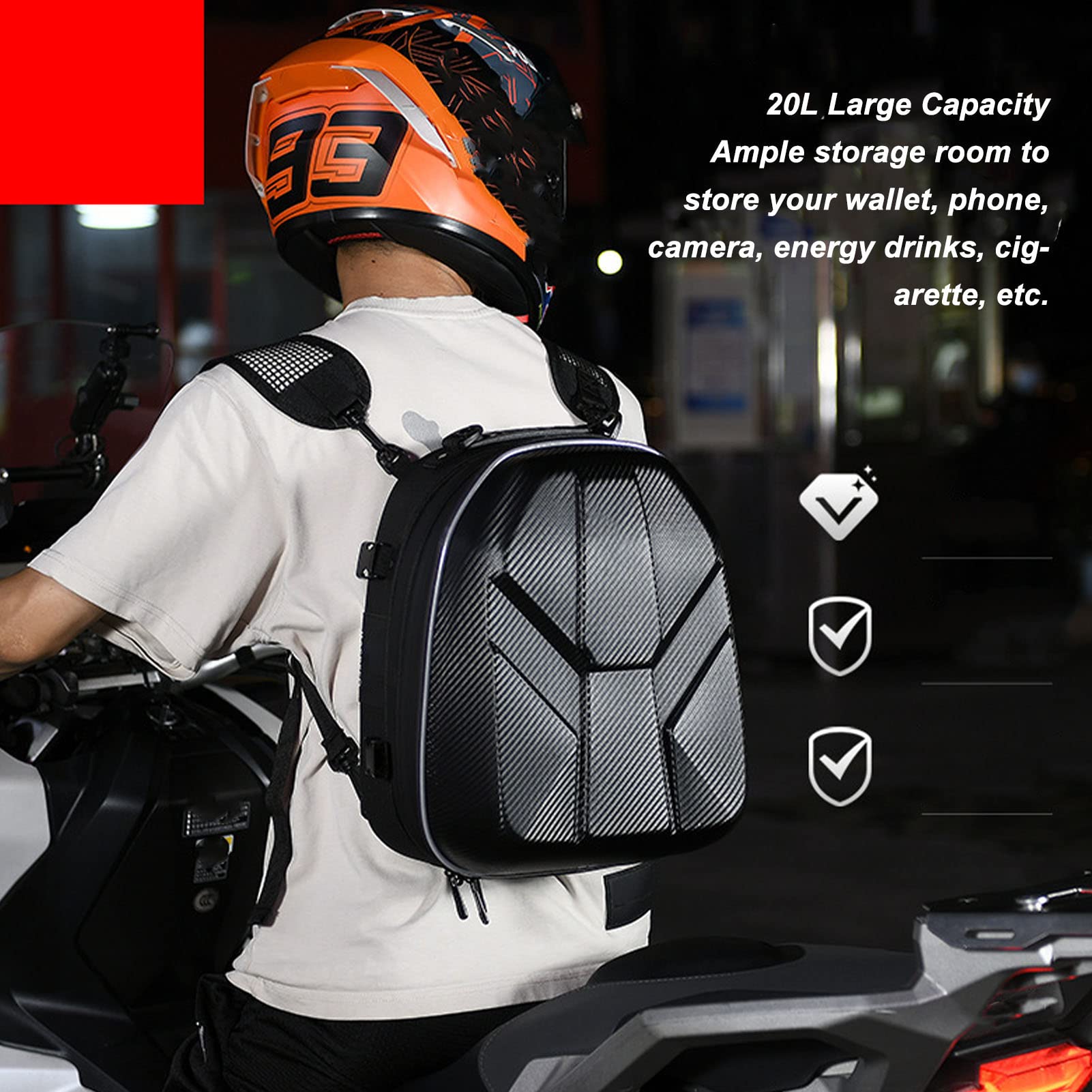 Torba podsiodłowa motocykla Wodoodporna z możliwością rozbudowy 20L Plecak z twardą skorupą o dużej pojemności na motor terenowy Akcesoria motocyklowe Tkanina EVA Oxford