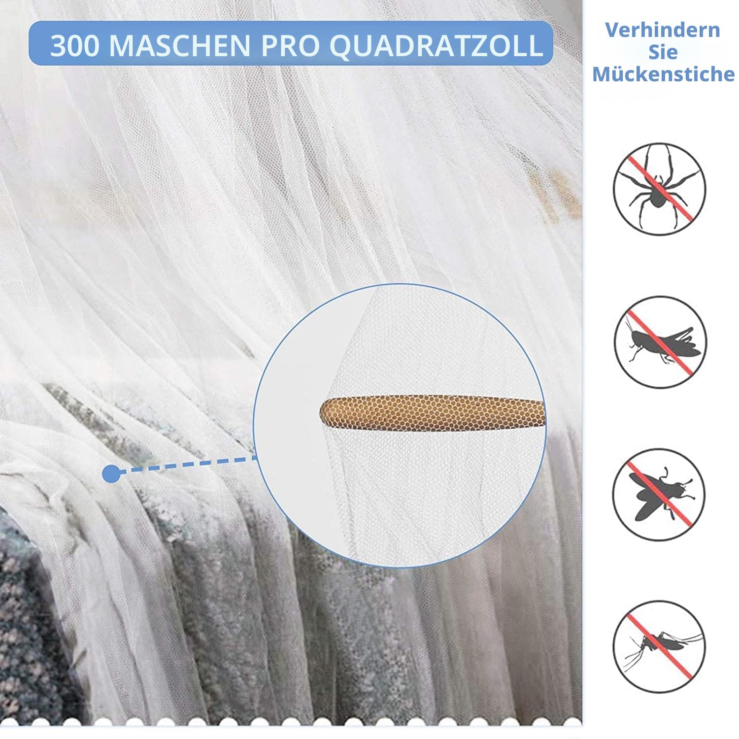 Sublaga Moskitonetz für Bettten, großes weißes Betthimmel für Mädchen, hängendes Bettnetz, ideal für Schlafzimmer, Deko, ideal für Reisen, inklusive Aufbewahrungstasche, rund