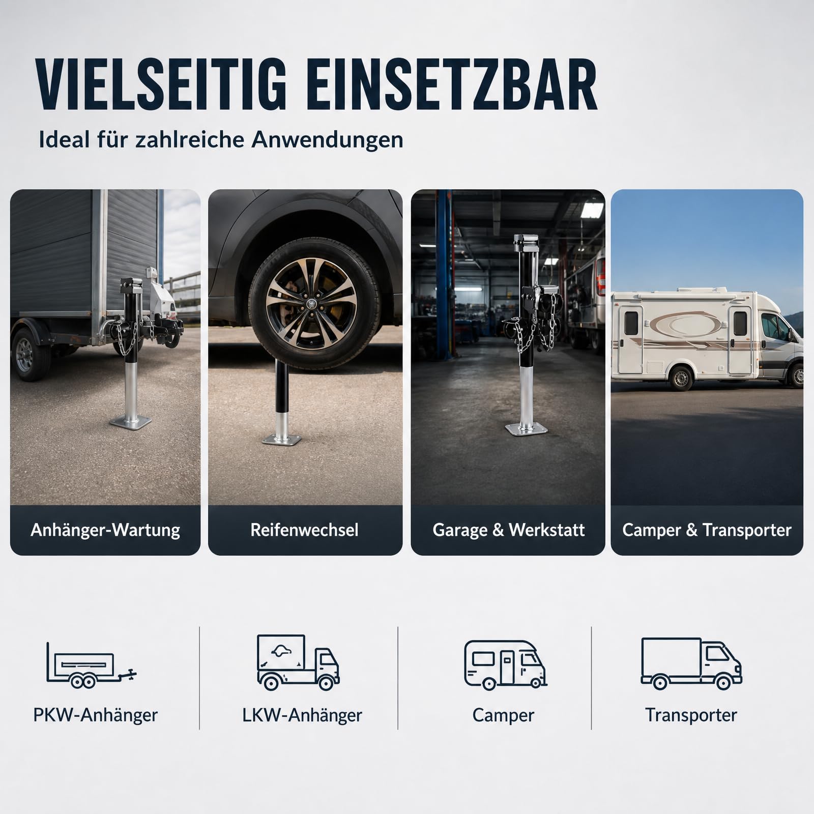 Anhängerheber, 2,27T 5000LBS Stützfuß Anhänger, 38cm Hubhöhe Anhänger-Heckstütze für Wohnwagen mit Kurbel, Q235 Stahl, 57-94 cm Verstellbar für PKW LKW Camper