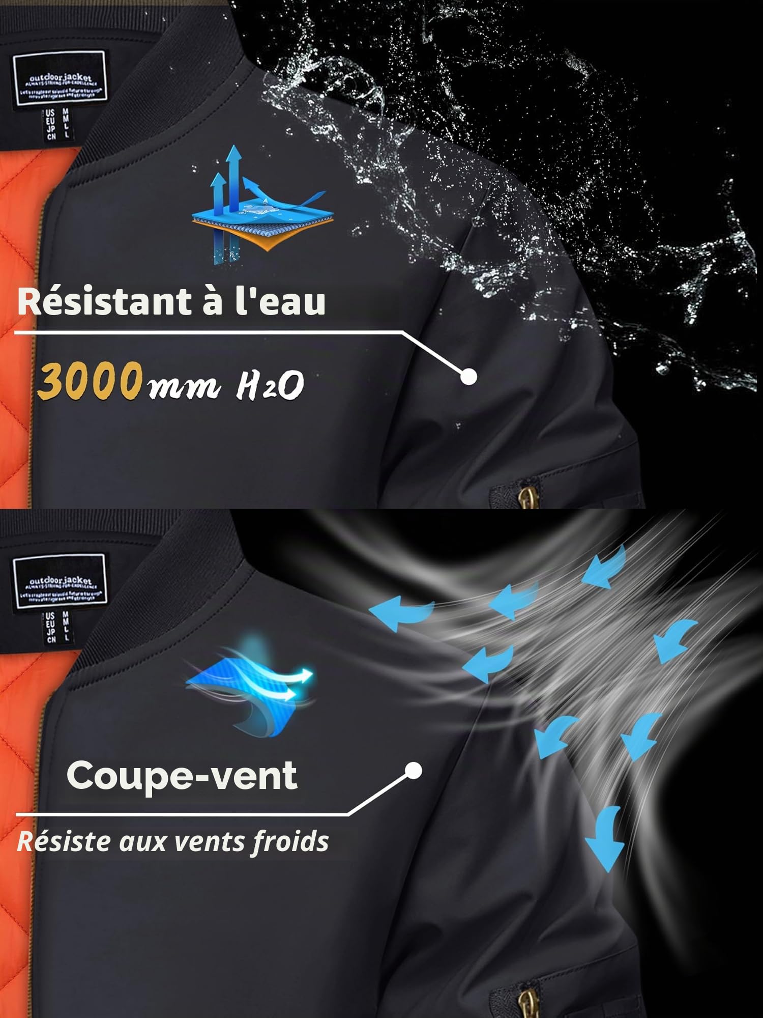 KEFITEVD Hommes Bombardier D'hiver Vestes De Baseball Veste Chaude Cargo Veste Coupe Vent Militaire Manteaux Avec Des Poches De Fermeture Éclair