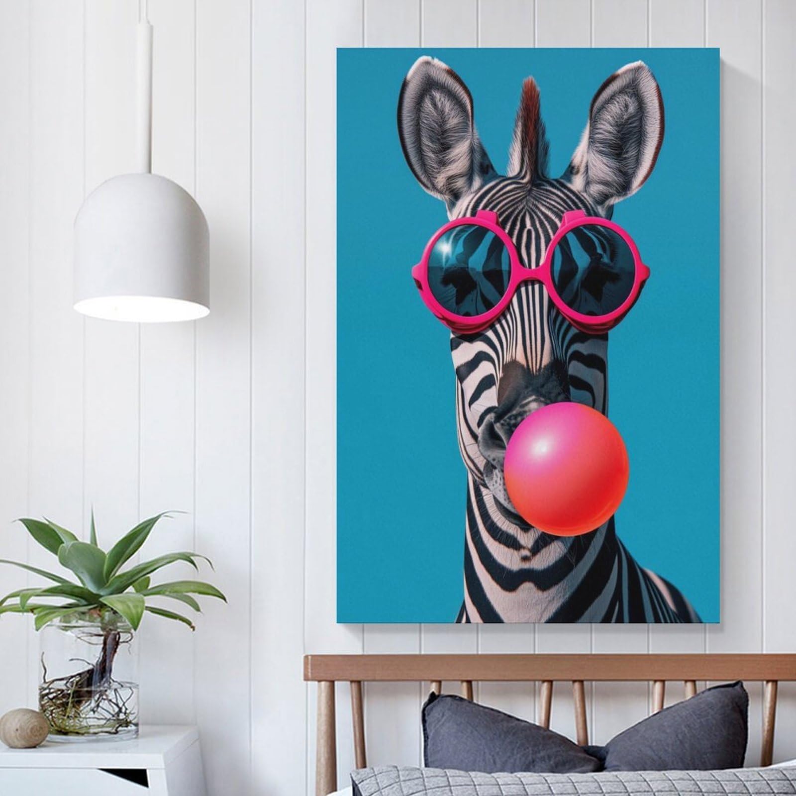 POLIUAWS Zebra Bubblegum Wall Decoration Living Room & Bathroom Decor 16x24inch(40x60cm) Wall Pictures for Living Room
