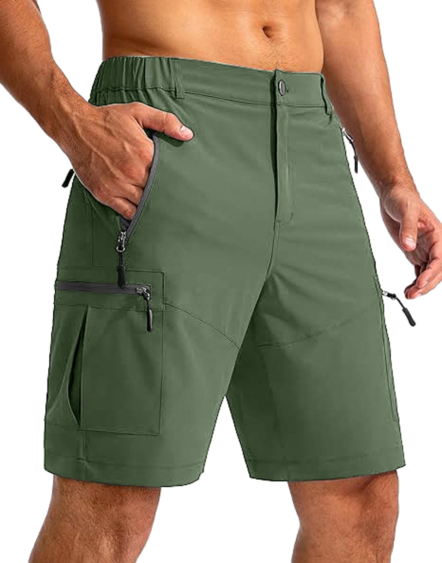 Tansozer Pantaloni Corti da Escursionismo Uomo con Tasca con Zip Escursione all'aperto Alpinismo