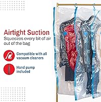 Vista 5 de Spacesaver Bolsas colgantes de almacenamiento al vacío (paquete de 4) – Bolsas selladoras al vacío, organizador de armario, almacenamiento sellado