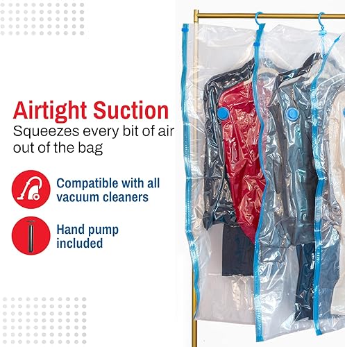 Miniatura 5 de Spacesaver Bolsas colgantes de almacenamiento al vacío (paquete de 4) Bolsas selladoras al vacío, organizador de armario, almacenamiento sellado