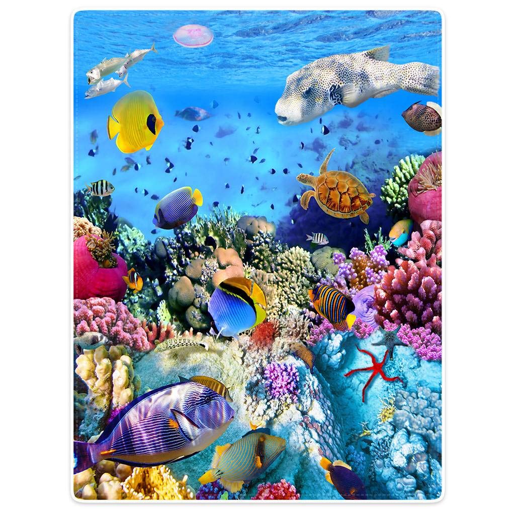 HommomH40"x50" Tropical Fish Blanket Comfort Warmth Soft Plush Throw for Couch Sea Turtle