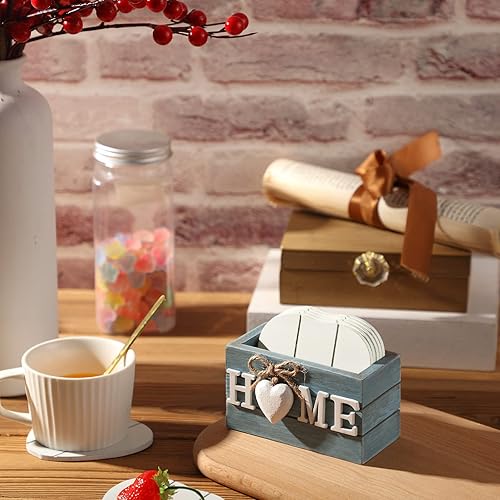 Miniatura 5 de Posavasos para bebidas, juego de 6 posavasos de madera con corazón, posavasos divertidos para protección de mesa auxiliar, regalos de inauguración