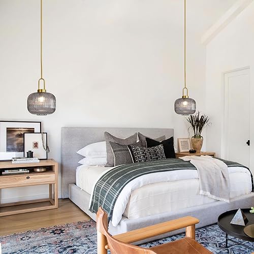 Miniatura 8 de Modernas lámparas colgantes de cristal, lámparas colgantes de 1 luz para isla de cocina, lámparas colgantes doradas para comedor, lámpara de cristal