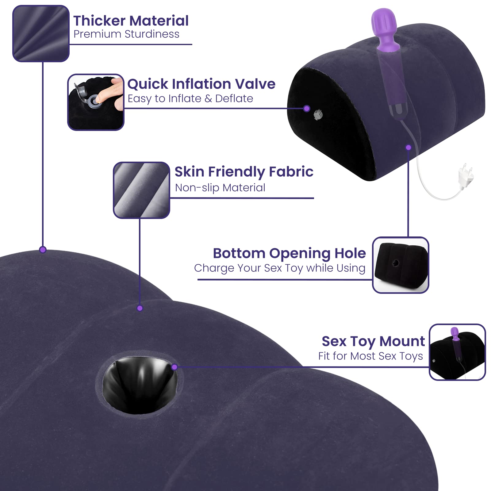 Dildo Mount Inflatable Sex Position Pillow for Adults Sex Furniture Sex Toys for Women Dildo Chair Sex Toy Mount Couples Women: Blue