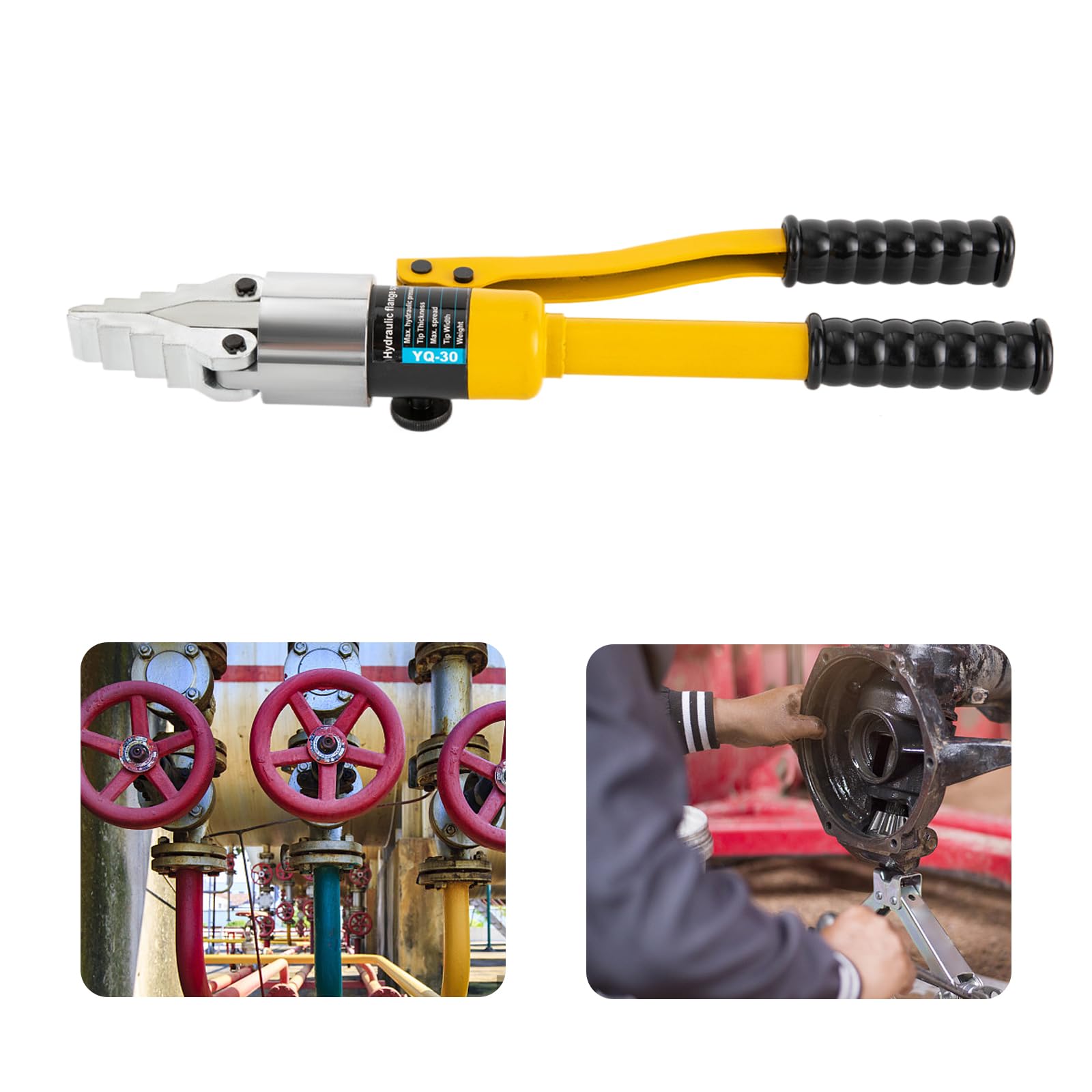 Separador de brida 8T, alicates de expansión hidráulicos de acero de aleación Max Segundo 30mm Brida esparcidor (amarillo)