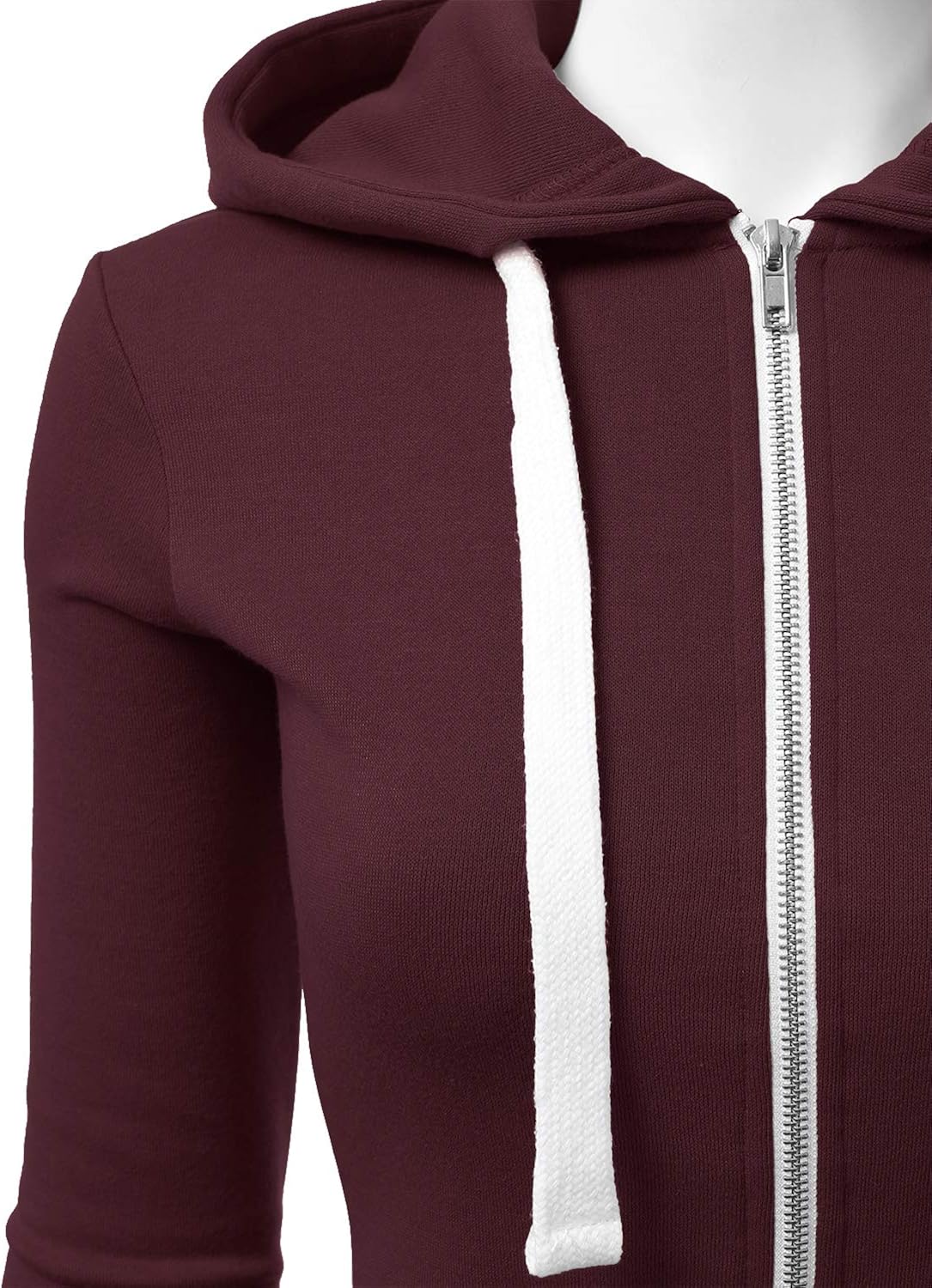 DOUBLJU Lightweight Thin Zip-Up Hoodie Jacket for Women with Plus Size Medium B_maroon