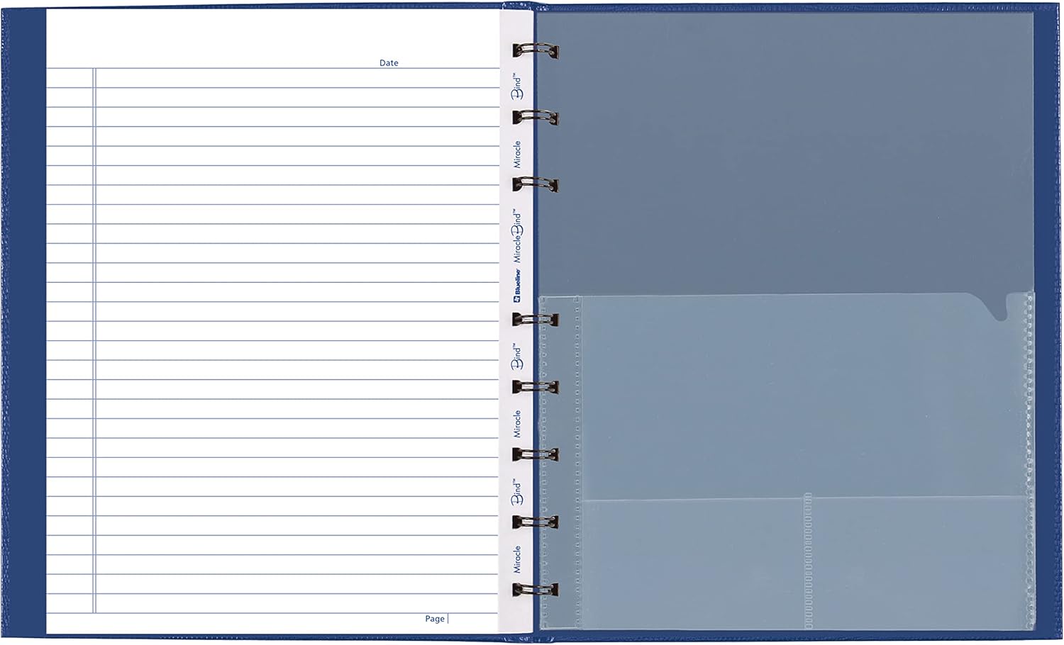 Blueline MiracleBind™ Notebook, Lizard-Like Hard Cover, 9.25" x 7.25", 150 Pages, Indigo Blue (AF9150.82)