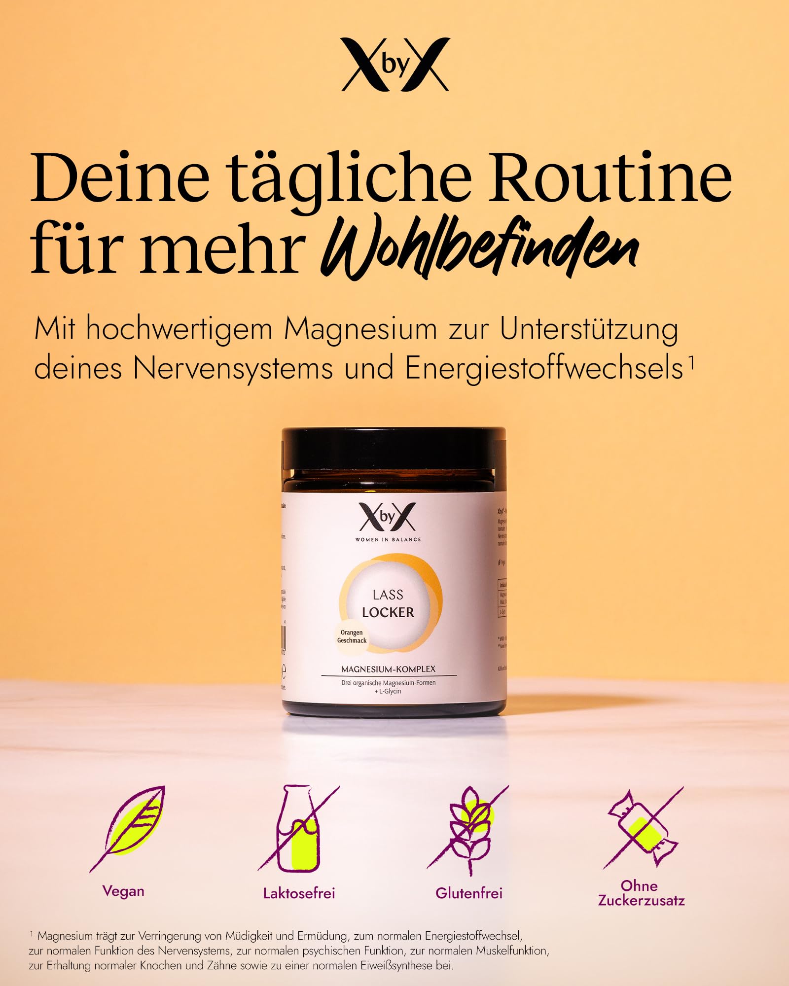 XbyX Lass Locker 3er Set 360 g | 180 Portionen | Magnesium Pulver für Energie, Muskeln & Knochen | Dreifach Magnesium Komplex - Glycinat, Malat, Citrat | Ohne Süßungsmittel | Aus Deutschland