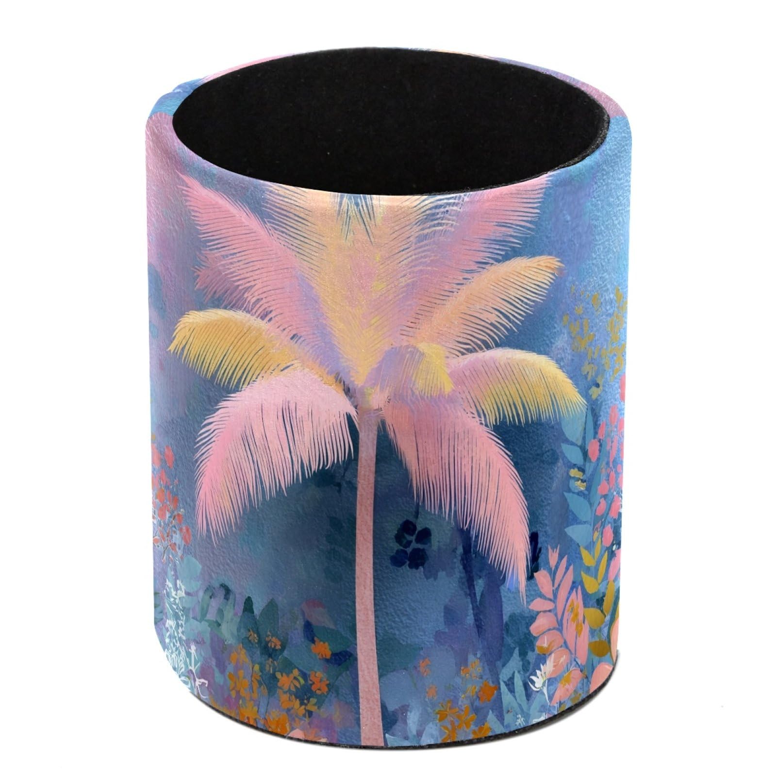 FWJZDSP Pink Palm Tree Pencil Cup Pen Organizer Makeup Brush Holder for Office Home Countertop Desk Accessory Storage