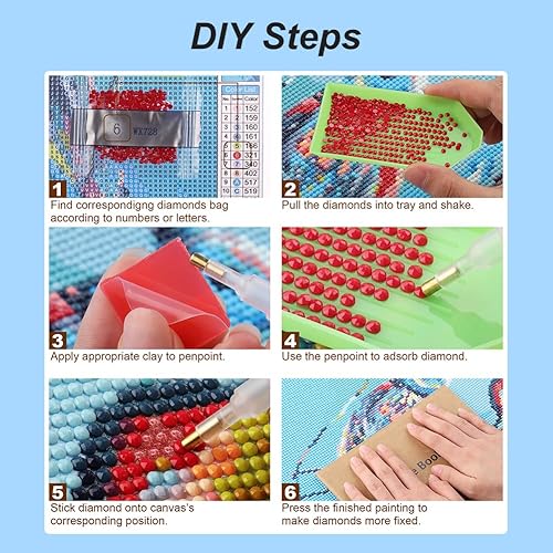 Miniatura 5 de Acudotr Kits de pintura de diamantes para adultos, kits de arte de diamantes 5D para principiantes, kits de pintura de diamantes de taladro completo