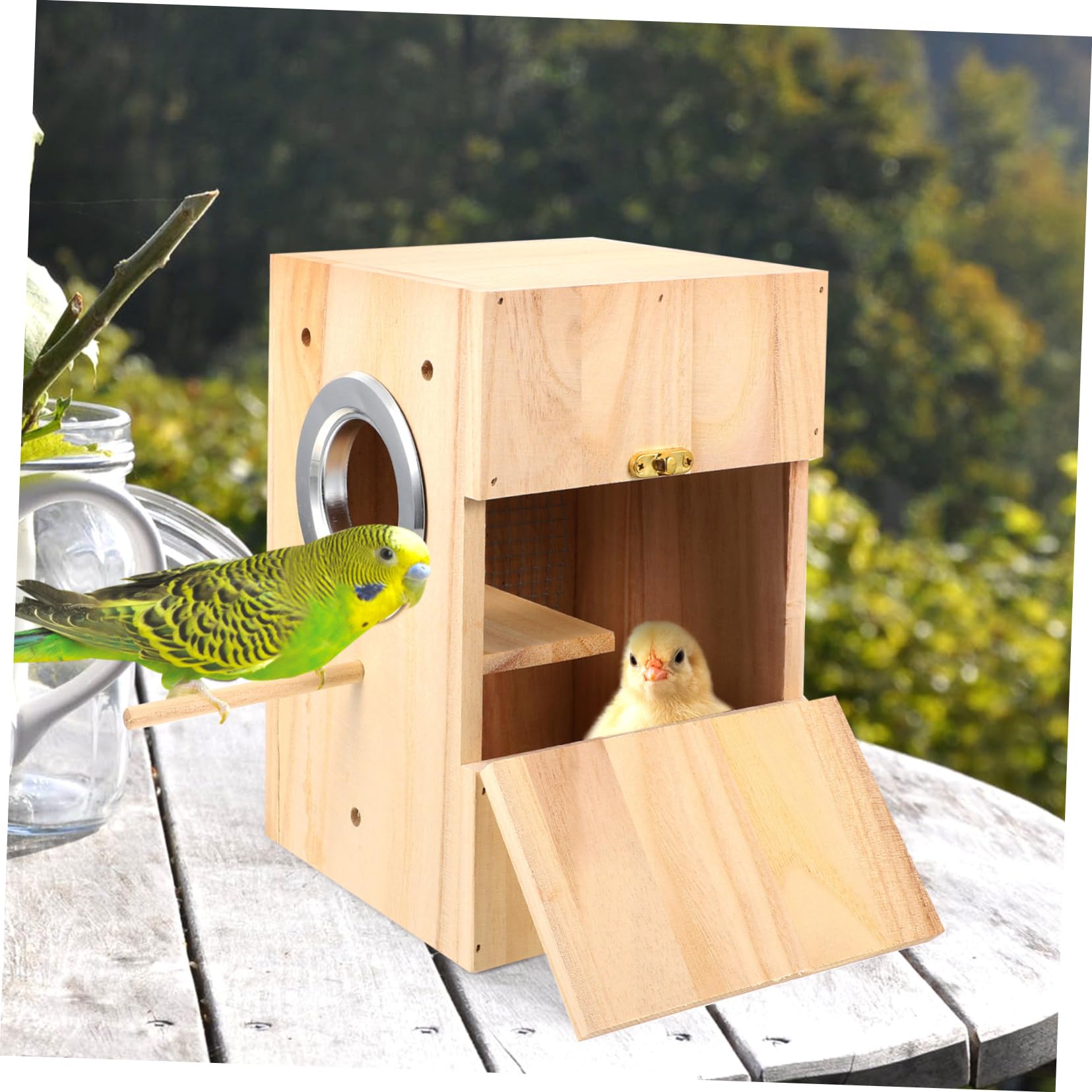 Happyyami Nichoir à Oiseaux en Bois, Boîte D’élevage Beige, pour Perroquet et Canari, Espace Confortable pour Dormir et Jouer, Design Simple | Lit de Repos et Aire de Jeu, Style Créatif à Design Simple, pour Canari et Perroquet