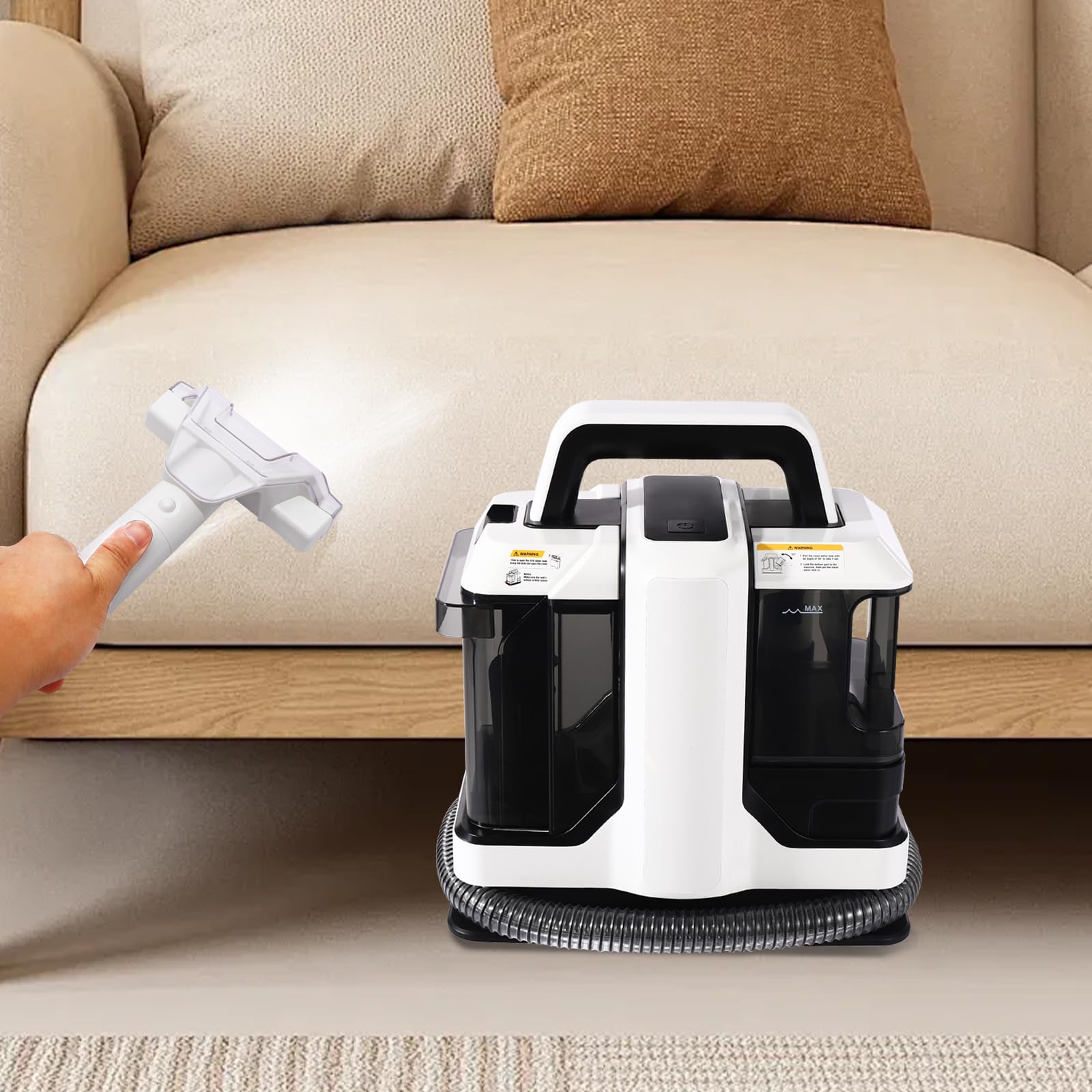 Aspirador de lavado, limpiador de manchas 450 W, limpiador de alfombras portátil, máquina de limpieza interior, aspiradora húmeda a mano, limpiador de tapicería para apartamentos, hoteles, clubes