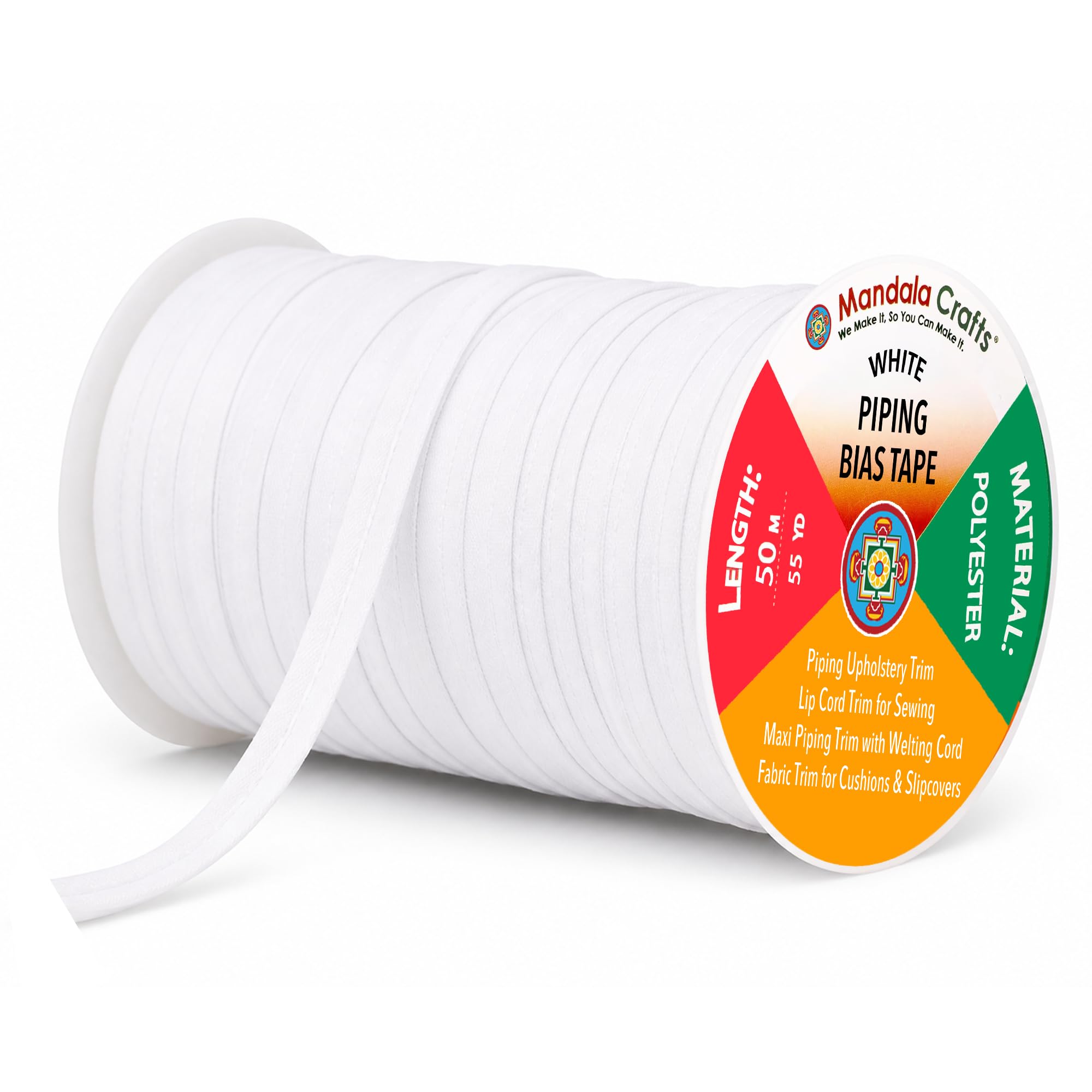 Amazon.com: Mandala Crafts White Maxi Piping Bias Tape with