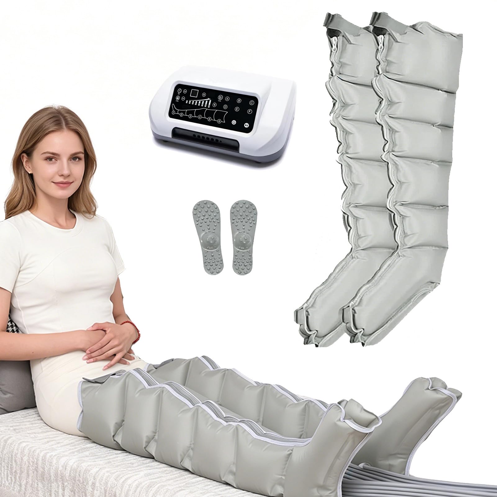 Joyfitness Leg Compression Machine, Recovery Boots, 6 Cavity Compression Design with Pressure Sensor, Wireless Remote, Auto Exhaust, Promotes Circulation and Reduces Swelling, Lipedema Treatment