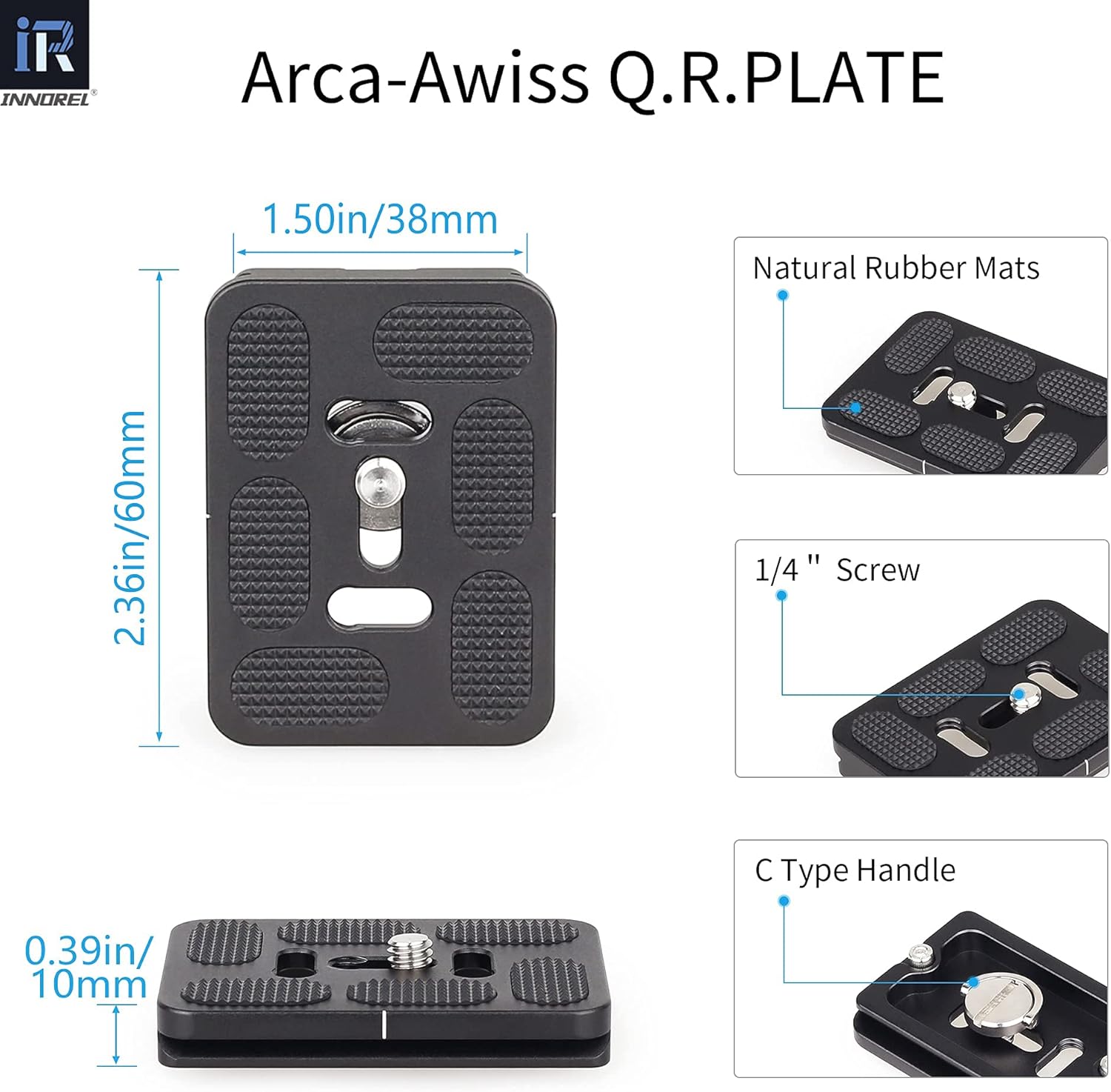 Low Profile Tripod Ball Head-INNOREL Panoramic CNC Metal Camera Tripod Ballhead with 1/4" Arca Swiss Quick Release Plate Aluminum Alloy head for Tripods,Monopod,DSLR,Camcorder,Max Load 55lb/25kg (G44)