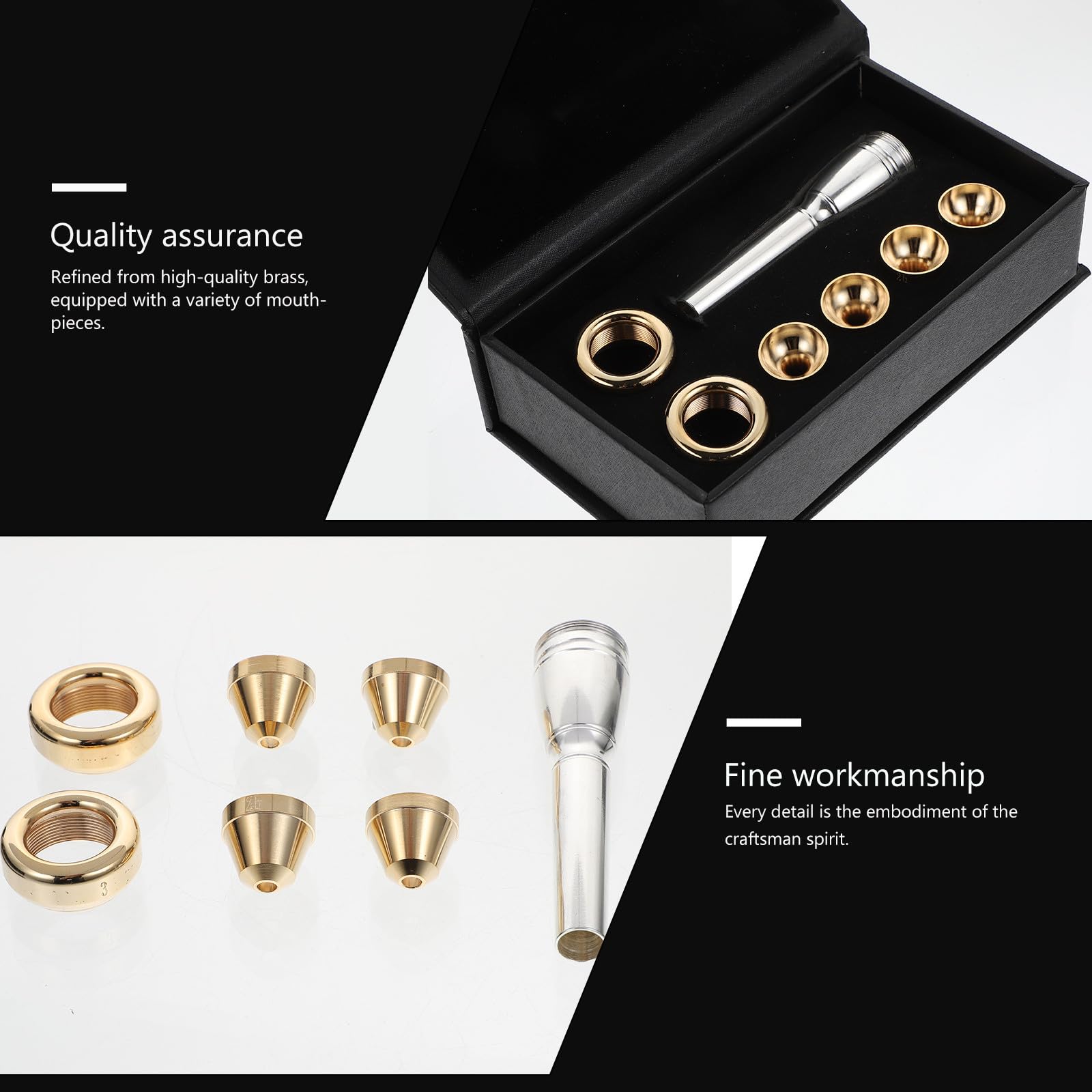 Toddmomy Set de 7 Embouchures pour Trompette en Laiton, Facile à Transporter Ranger, Accessoires pour Pratique en Famille et Groupes de Musique