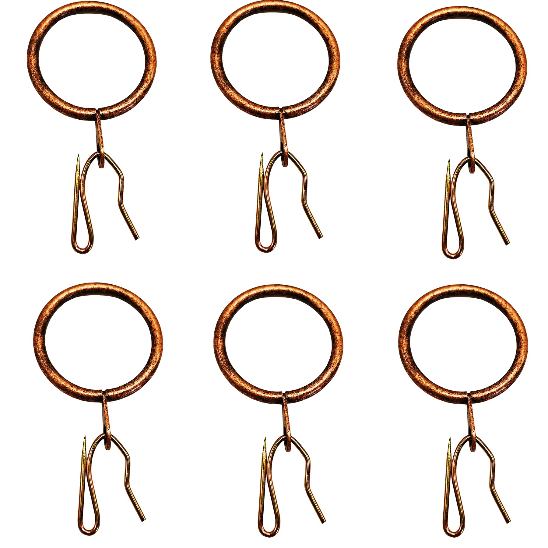 32 Pack Gold Metal Curtain Rings & Pin Hooks Set - 30mm (1.18") Diameter For Hanging Drapes & Shower Curtains - View #6