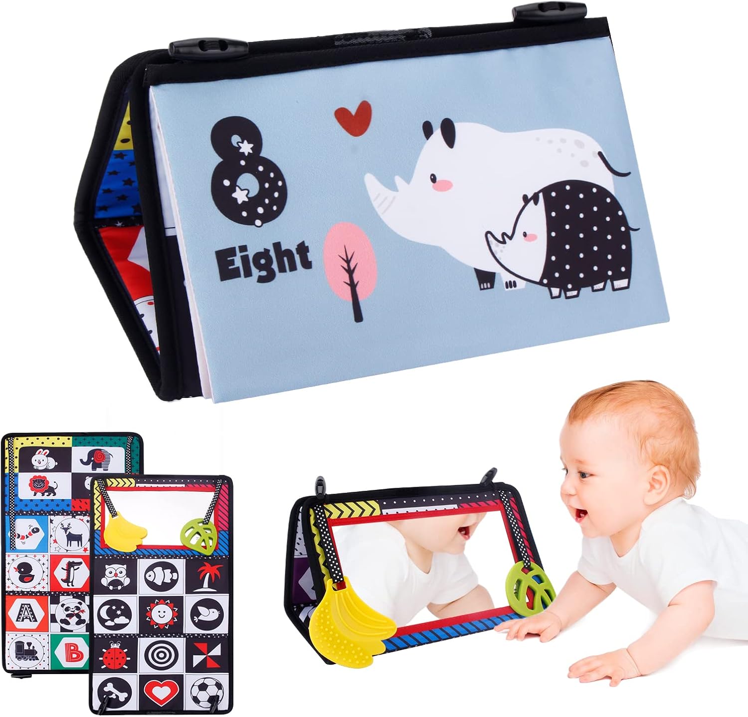 Joyfia Tummy Time Mirror, Baby Floor Mirror with Soft Crinkle Cloth