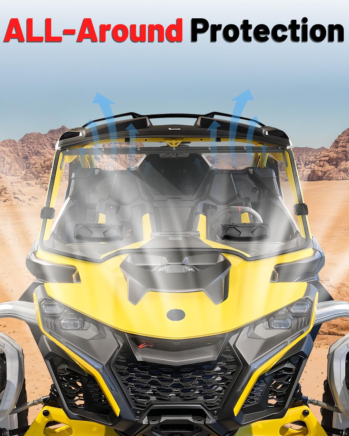 starknightmt vented maverick r max windshield front scratch proof windshield compatible with can am maverick r&r max 2024 2025+ | heavy duty clear full windshield