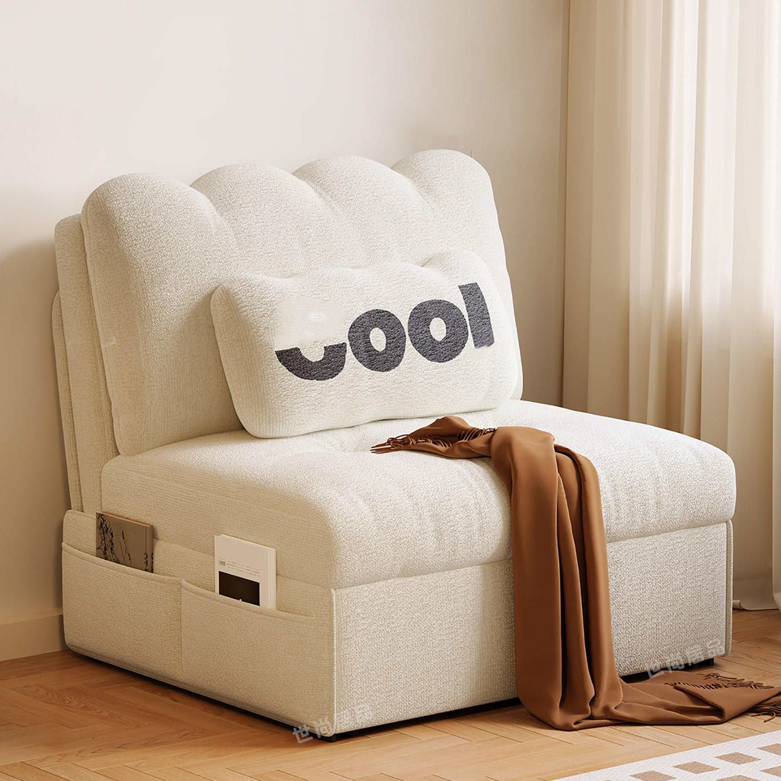 Canape Convertible 3 en 1 Convertible Tissu Chenille Confortable avec Coussin Décoratif Canapé Lit Simple pour Petit Espace Lit Convertible Convertible