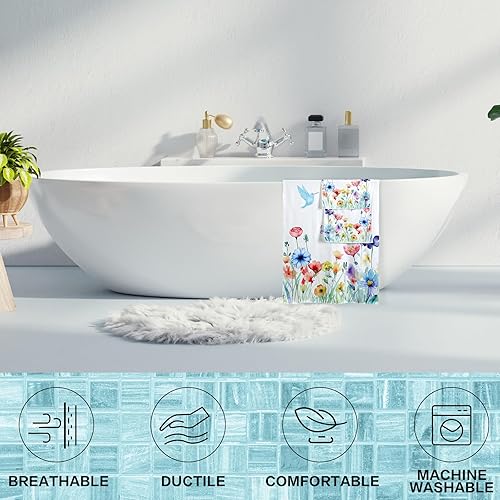 Miniatura 4 de VitalCozy Juego de 6 toallas de baño de primavera, incluye 2 toallas de baño, 2 toallas de mano, 2 toallas de mano, toallas de mano suaves y