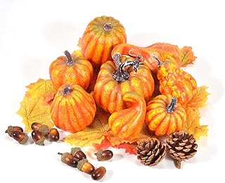 8 zucche artificiali, diverse zucche in schiuma, per autunno, giorno del Ringraziamento, Halloween, Natale, giardino, decorazione fai da te (arancione)