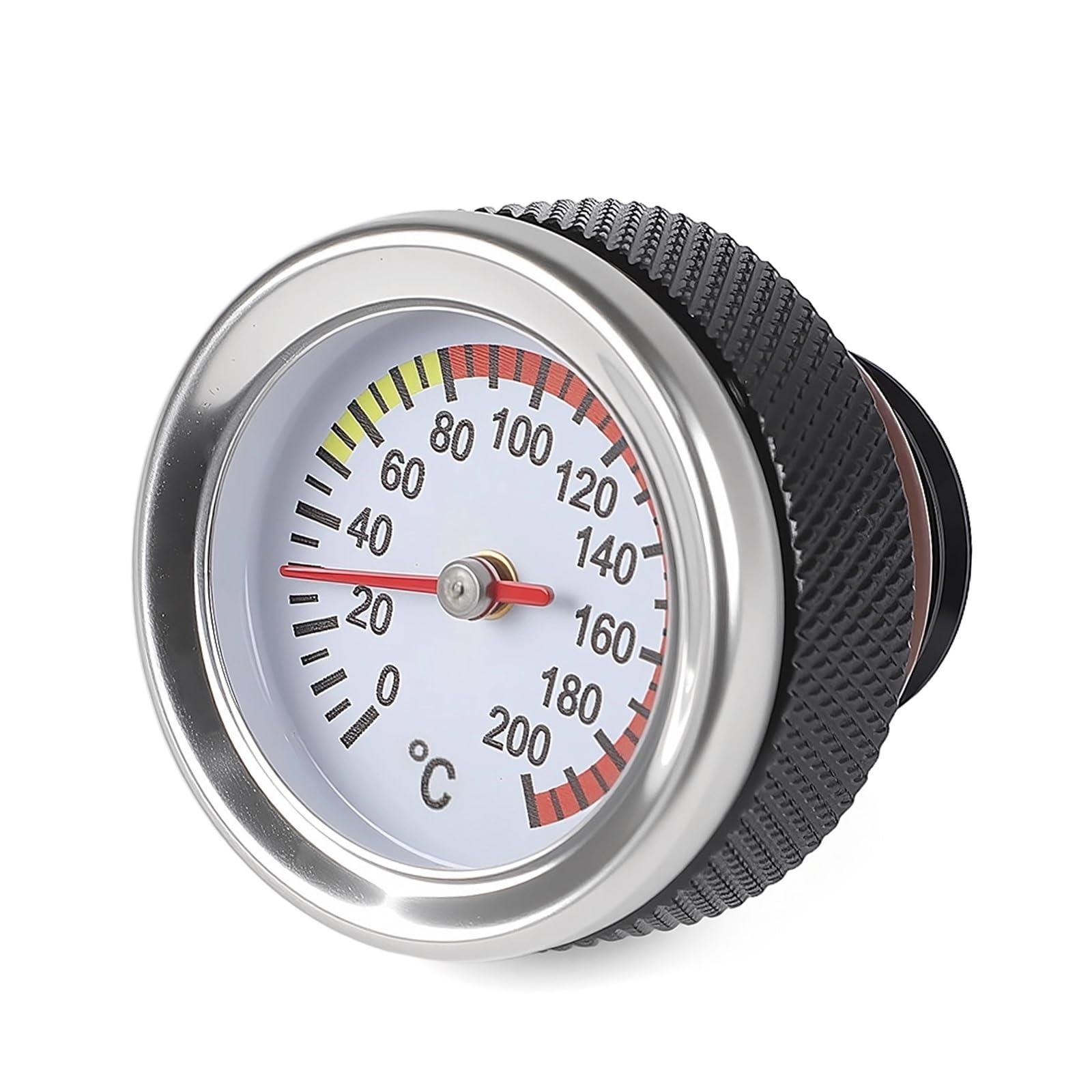 M20x2,5 Motorrad Tankdeckel Abdeckung 0-200 Celsius Öltemperaturanzeige Zeiger Thermometer Zifferblatt Meter Schwarz Silber Pedale Positions sensor(Black)