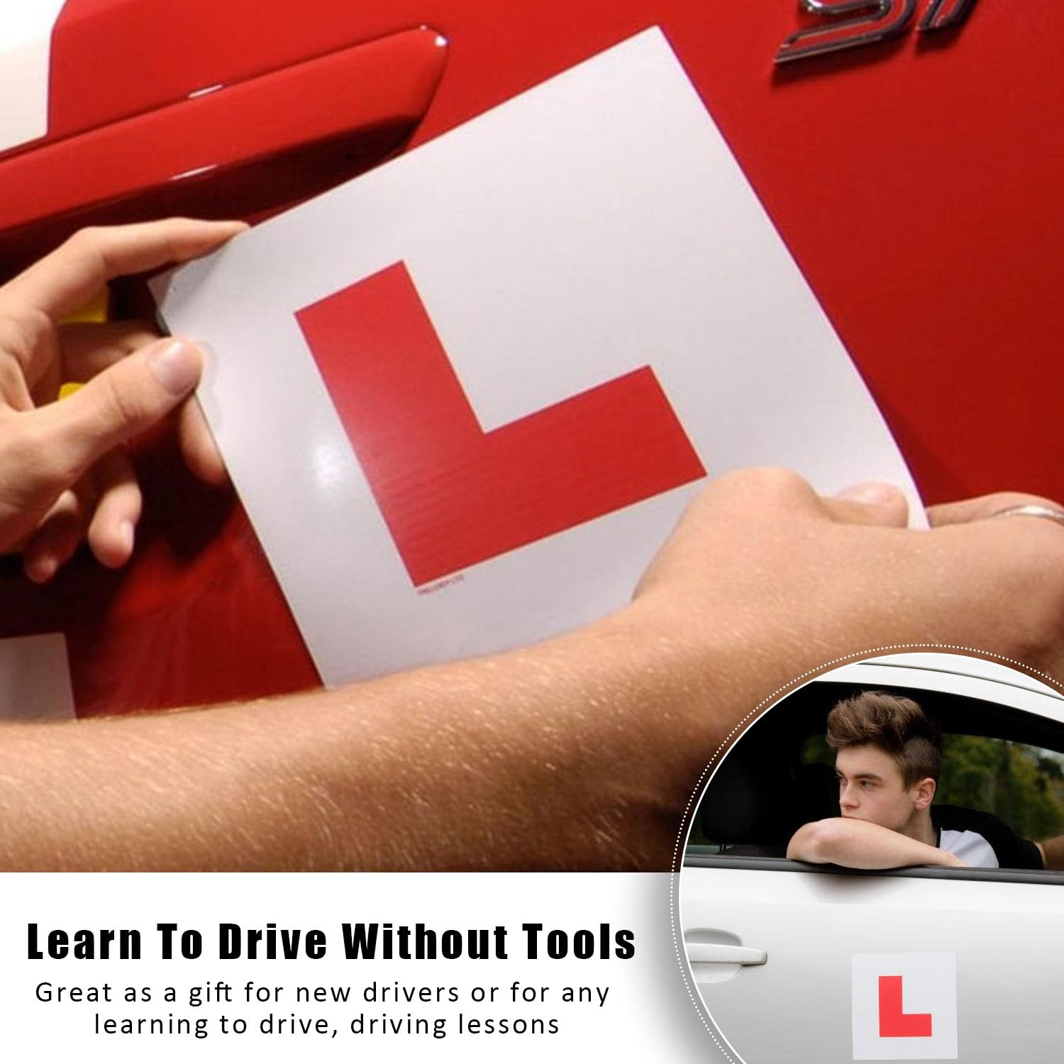 4 Pezzi di L-Board Magnetico Impermeabile, Adesivo con Logo L, L-Board Magnetico Super Resistente, L-Board Statico per Finestra Auto, Facile da Spostare, Logo di Apprendimento per Auto