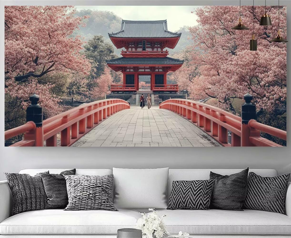 Japon Diamond Painting Paysage Diamond Painting Enfant Broderie Kit Complet,5D Peinture Diamant Point de Croix Cristal Artisanat,DIY Tableau Strass Diamant Canevas Débutant Kit,Decor 50x100cm M-Y680