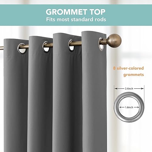 Miniatura 5 de BONZER Cortinas 100% opacas de 84 pulgadas de largo, 4 paneles de cortinas de ventana con aislamiento térmico, cortina de oscurecimiento de