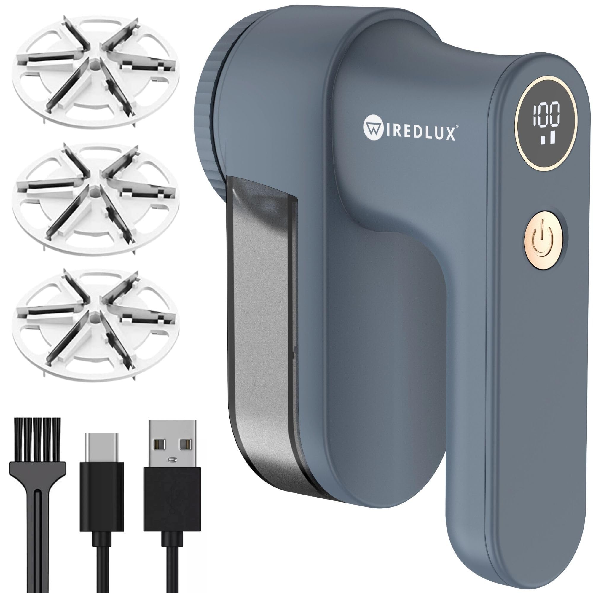 Leva Pelucchi Elettronico Ricaricabile per Vestiti e Maglioni – Levapelucchi/Togli Pelucchi Elettrico con 3 velocità, display LED, ricarica USB – Portatile con doppia protezione