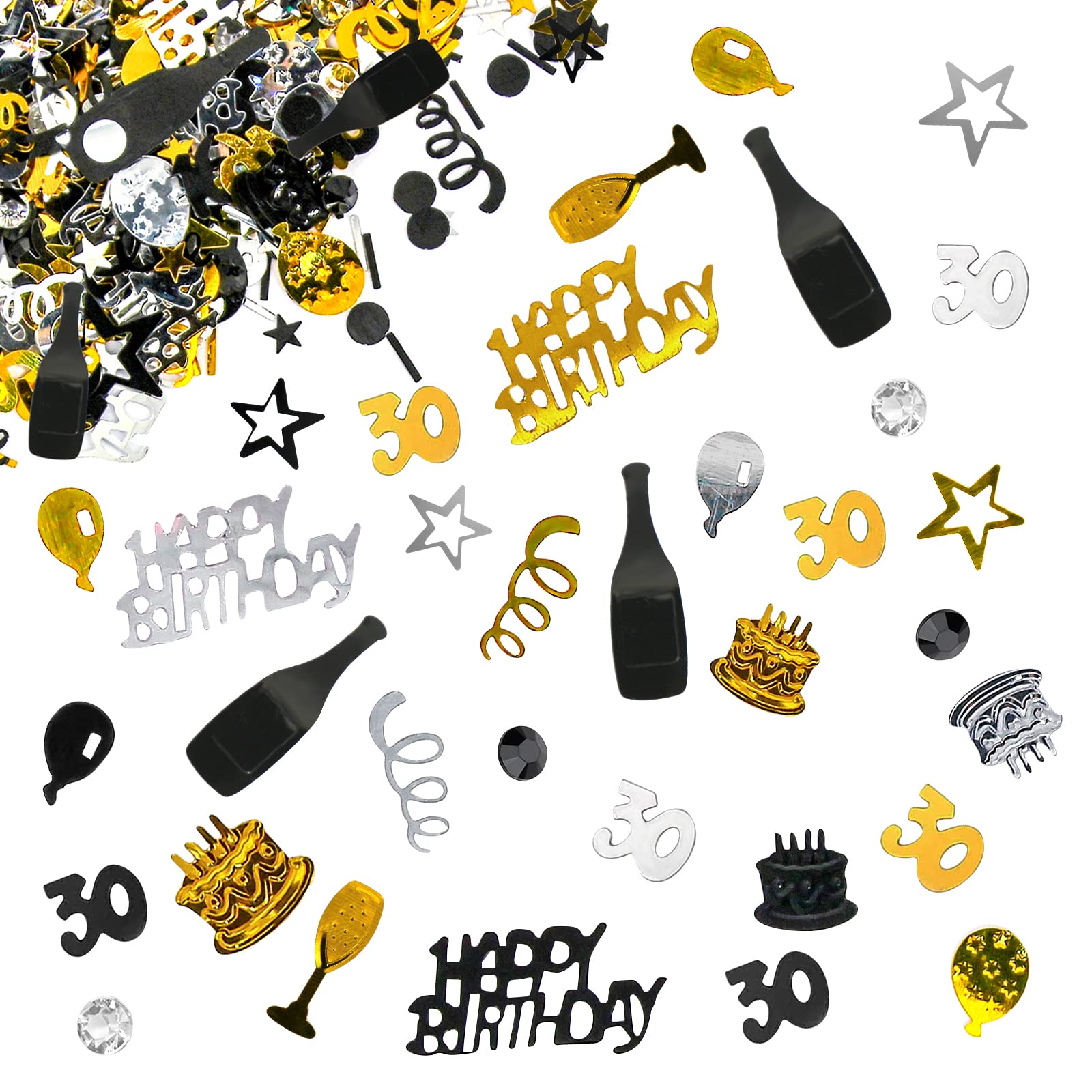 Giftota 30th Birthday and Anniversary Confetti (Gold Black) - 30g Number Decoration for Wedding Party Table — image 1