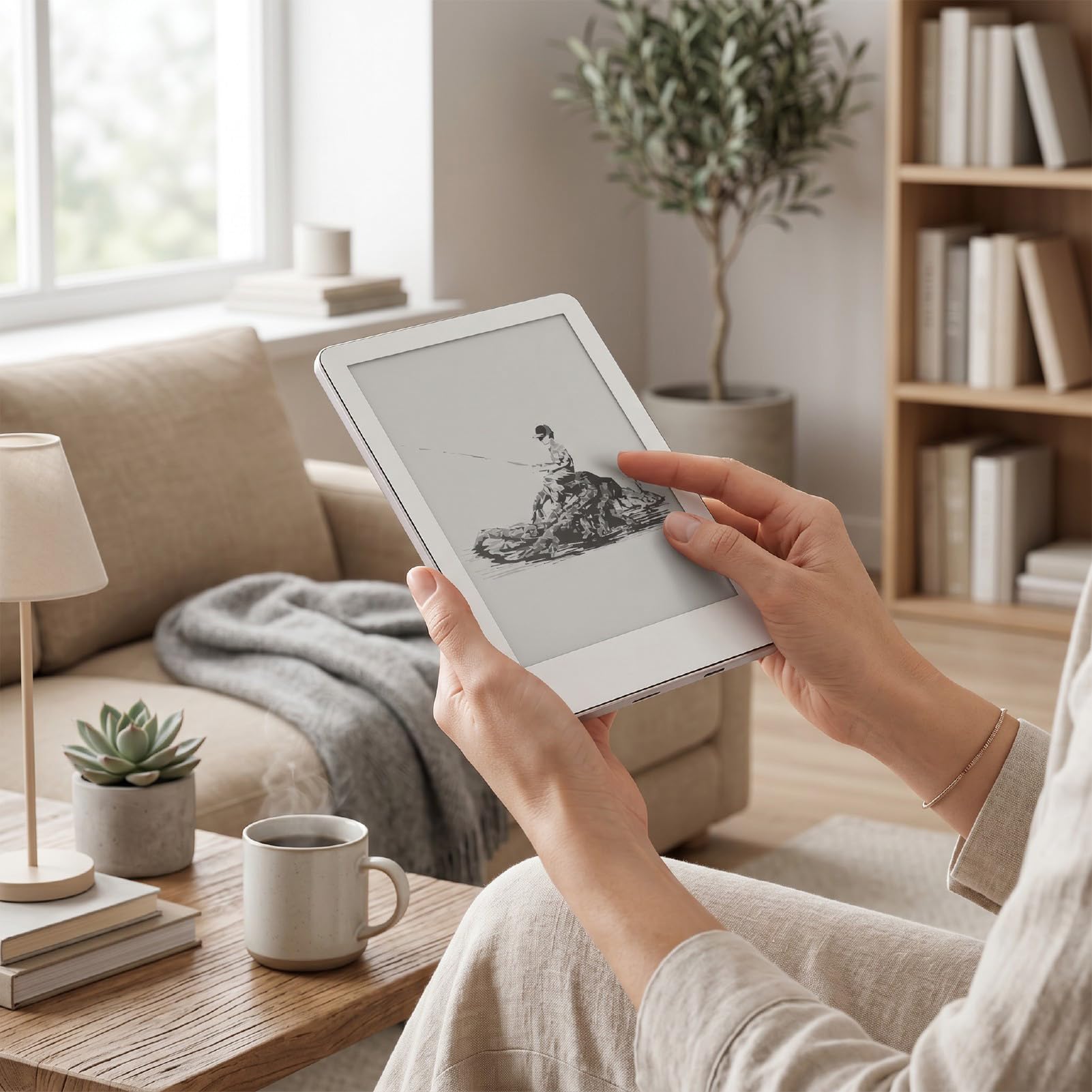 Sxhlseller Lettore Ebook da 6 Pollici 64GB, Schermo Tattile 1072x1448 con Luce Anteriore, WiFi Dual Band, Bluetooth 5.1, Custodia Protettiva Inclusa per Lettura (WHITE)