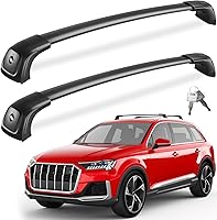 FengYu 330lbs Heavy Duty Lockable Roof Rack Crossbars for Audi Q7 2016-2026 w/ Side Rails - Aluminum Black Rooftop Cargo Carrier