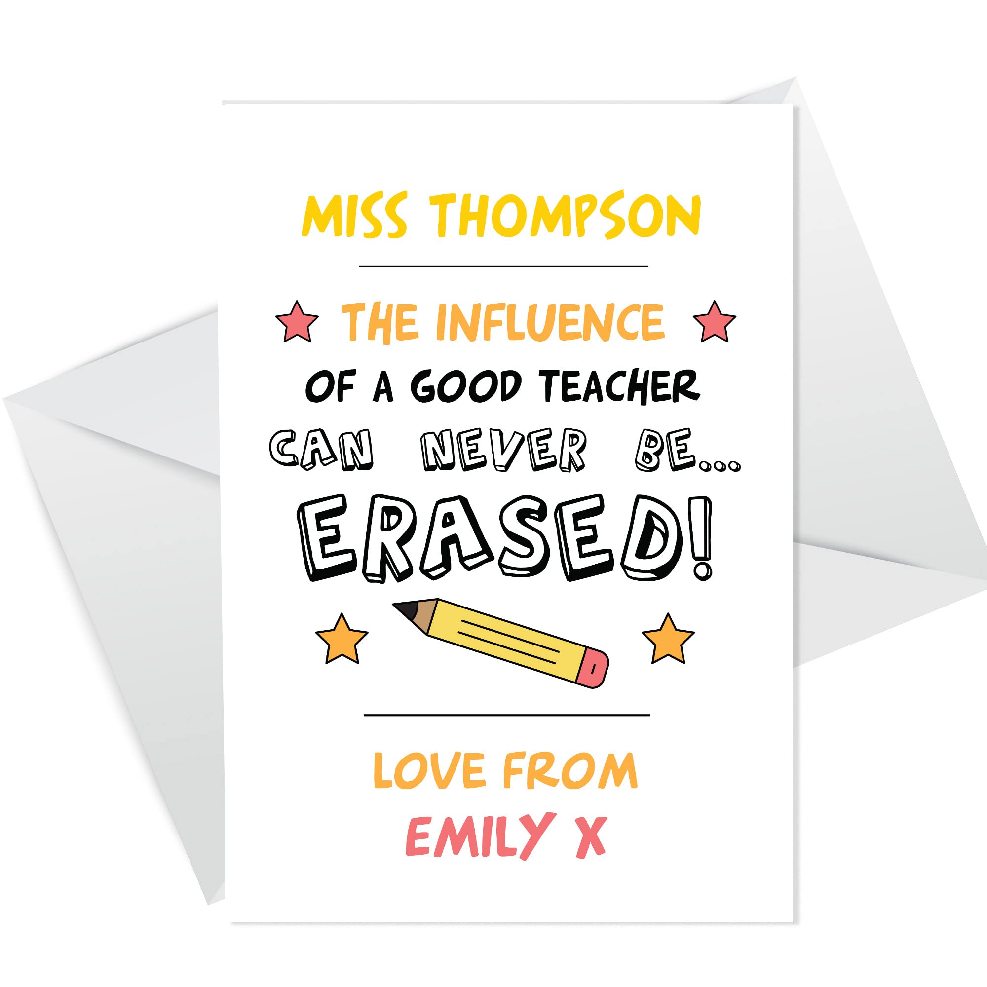 RED OCEAN Special Thank You Card For Teacher Nursery Teacher Personalised Leaving Card